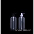 Factory 100ml 250ml 500ml Transparent Round Cosmetic Lotion Pump and Plastic Bottle Set For Shampoo